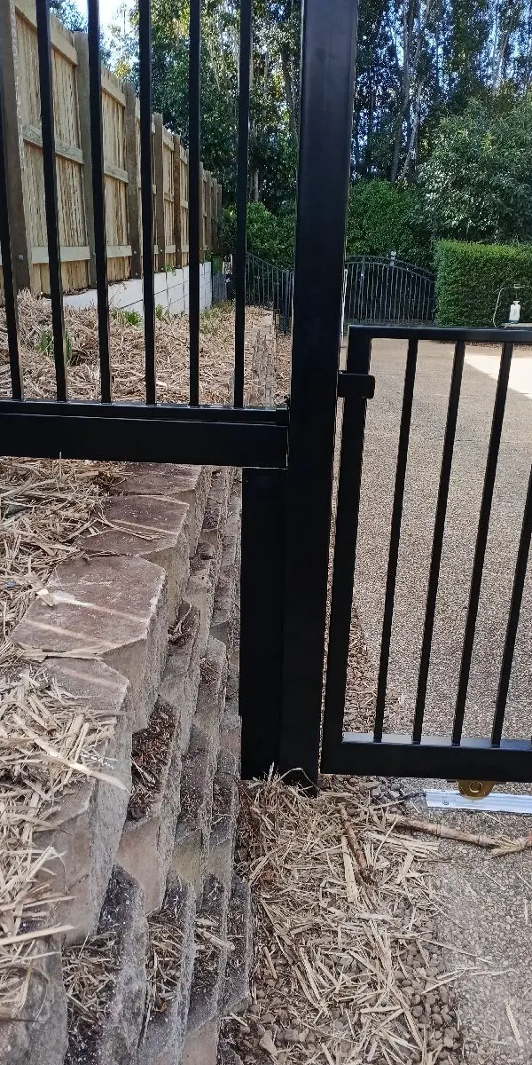 after Black Powder-coated Aluminium Pipe Sliding Gate – Gate + Motor, Mount Lofty