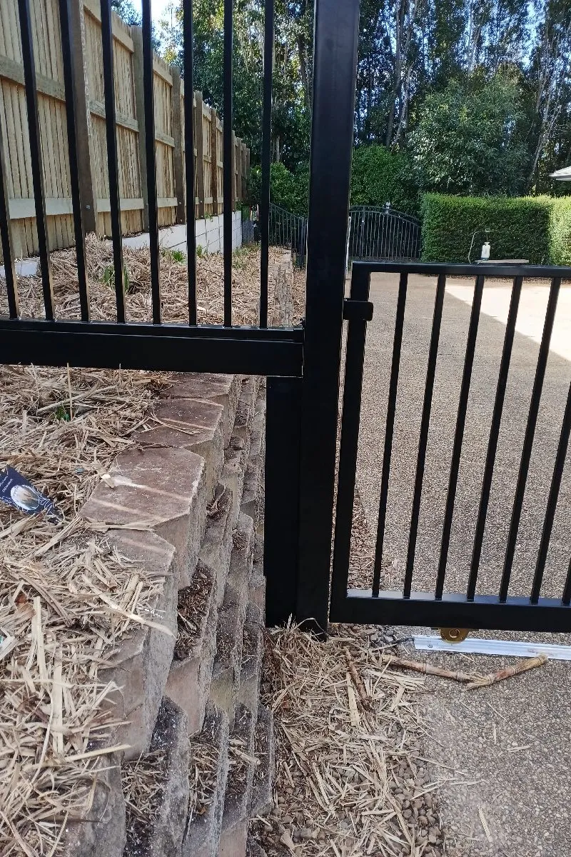 after Black Powder-coated Aluminium Pipe Sliding Gate – Gate + Motor, Mount Lofty