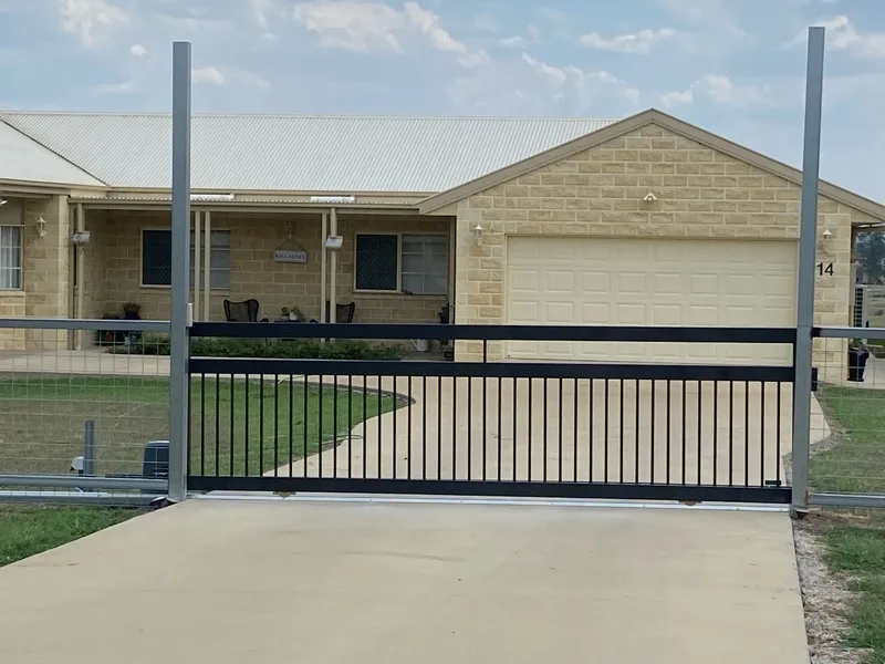 after Black Powder-coated Aluminium Sliding Gate – Slide Gate + Motor, Millmerran
