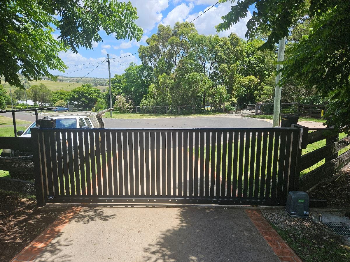 after Black Powder-coated Aluminium Sliding Gate – Gate + Motor, Gowrie Junction