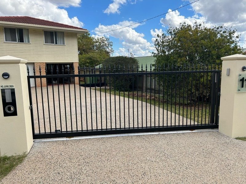 after Black Powder-coated Aluminium Sliding Gate – Fab Gate + Infill Panels, Mount Lofty