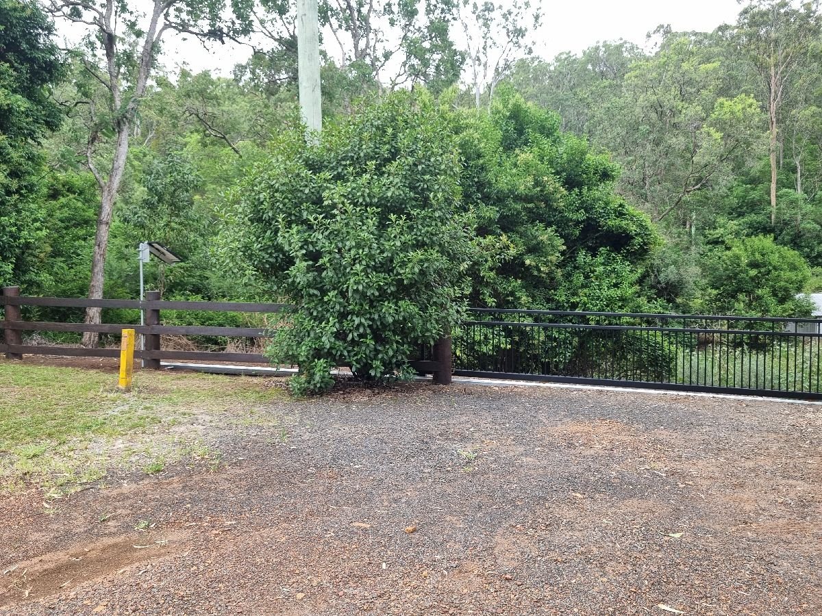 after Black Powder-coated Aluminium Sliding Gate – Gate + Motor, Upper Flagstone