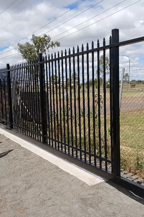 after Black Powder-coated Steel Sliding Gate – Gate Fab, Dalby