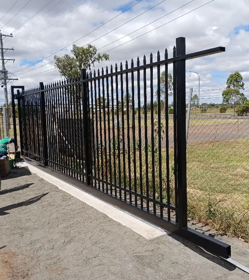 after Black Powder-coated Steel Sliding Gate – Gate Fab, Dalby