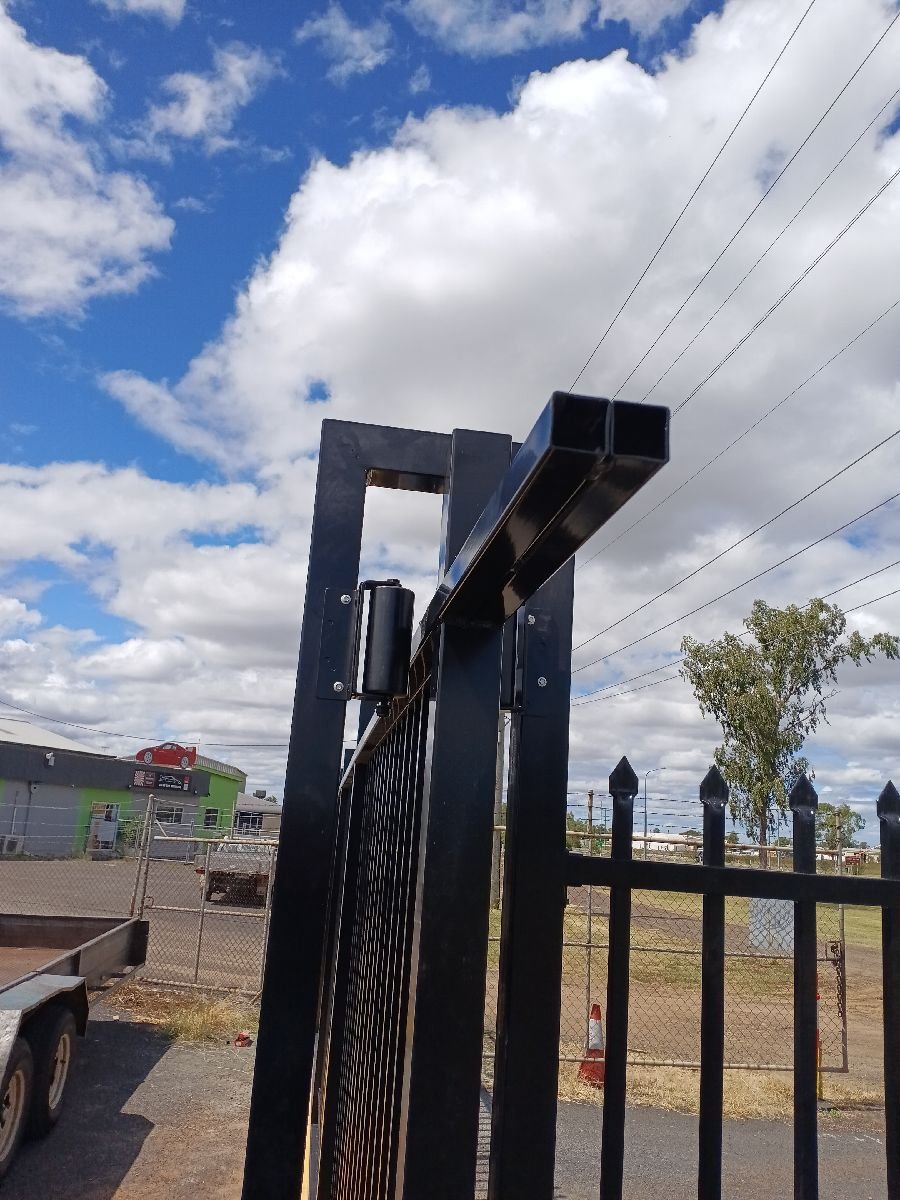 after Black Powder-coated Steel Sliding Gate – Gate Fab, Dalby