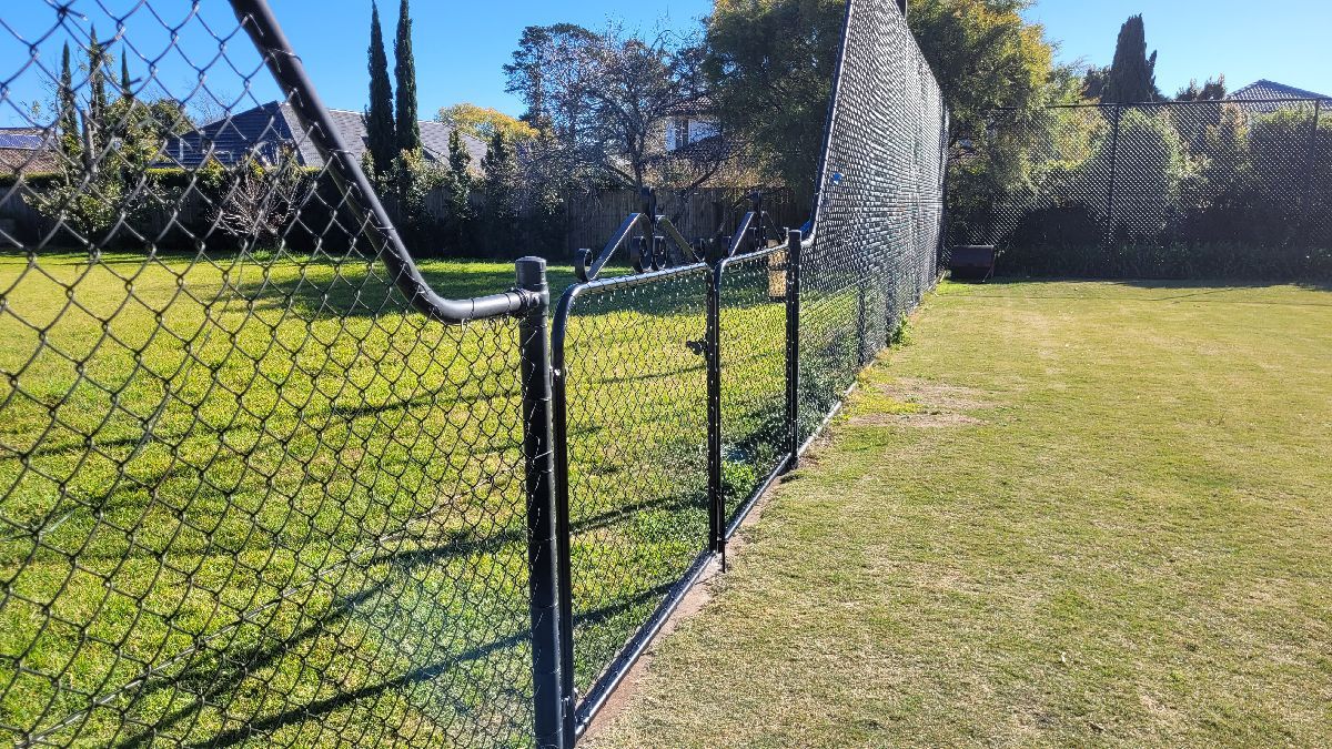 after Black Powder-coated Steel + Chain Mesh Swing Gate – Gate + Fence, Middle Ridge