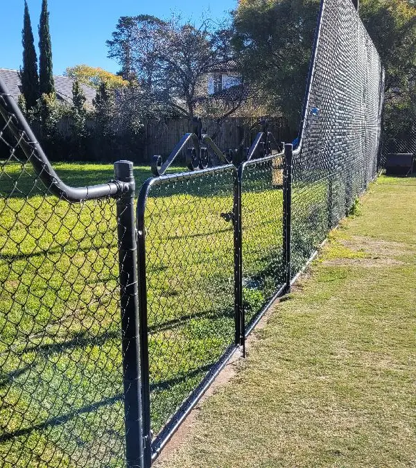after Black Powder-coated Steel + Chain Mesh Swing Gate – Gate + Fence, Middle Ridge