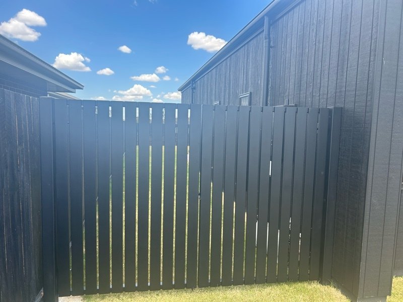 after Black Powder-coated Steel Swing Gate – PA GATES, Kearneys Springs