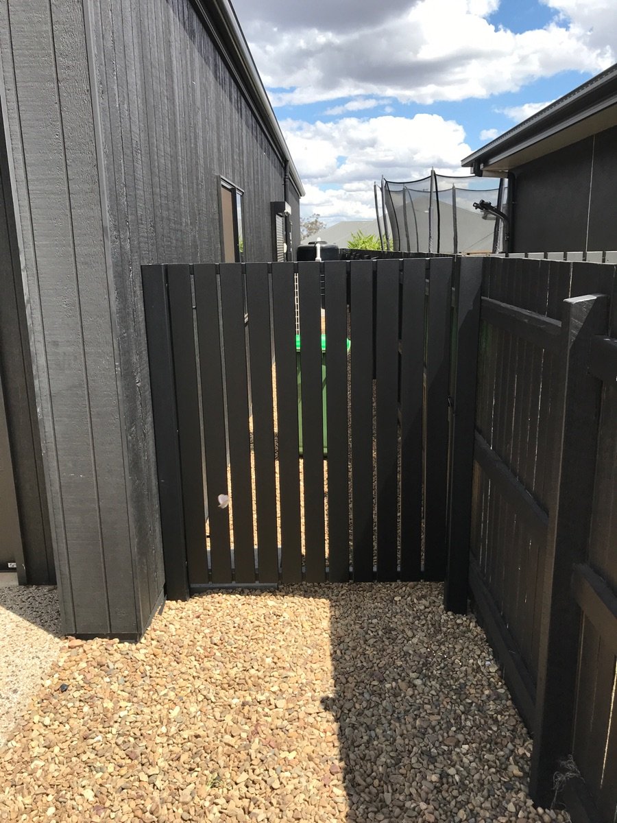 after Black Powder-coated Steel Swing Gate – PA GATES, Kearneys Springs