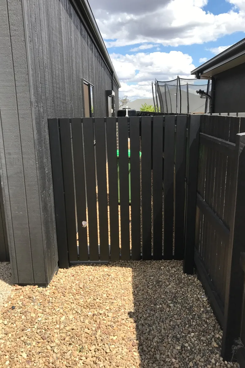 after Black Powder-coated Steel Swing Gate – PA GATES, Kearneys Springs