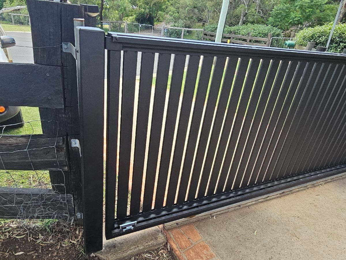 after Black Powder-coated Aluminium Sliding Gate – Gate + Motor, Gowrie Junction