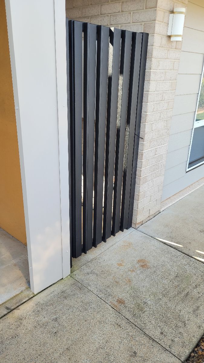 after Black Powder-coated Steel Swing Gate – PA Gate, Highfields