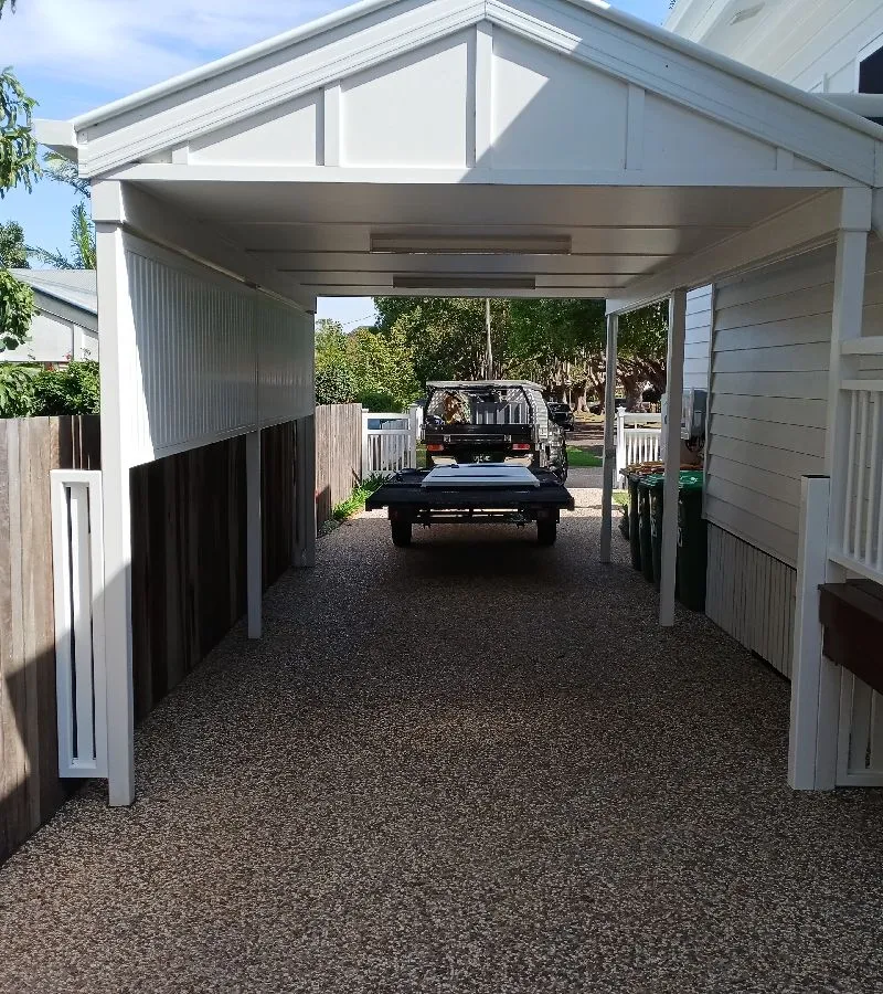 after Satin White Powder-coated Aluminium Custom Door – Fab Screening Carport Sides, East Toowoomba
