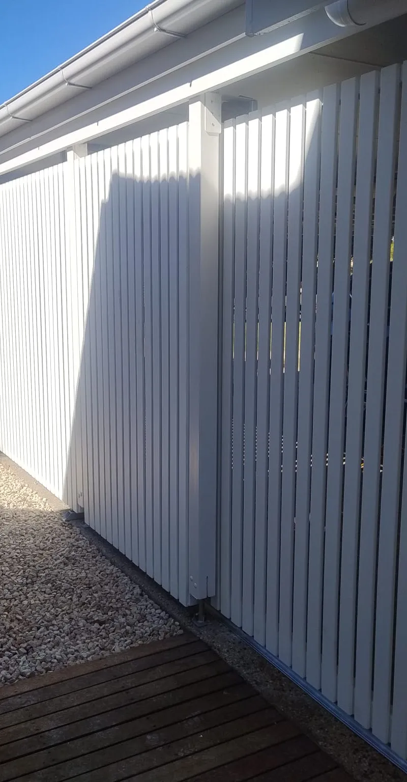 after Pro Texture White Powder-coated Aluminium Custom Door – Slat Screening, East Toowoomba