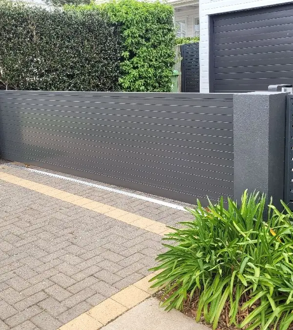 after Monument Powder-coated Aluminium Sliding Gate – Gate + Motor, East Toowoomba