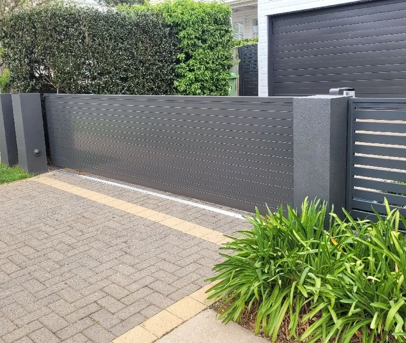 after Monument Powder-coated Aluminium Sliding Gate – Gate + Motor, East Toowoomba