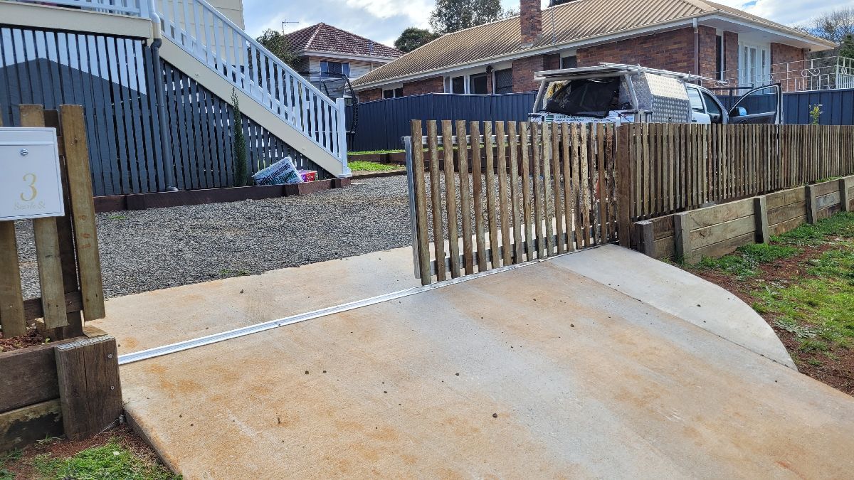 after Wood-look Galvanised + Timber Cladding Sliding Gate – Gate + Motor, South Toowoomba