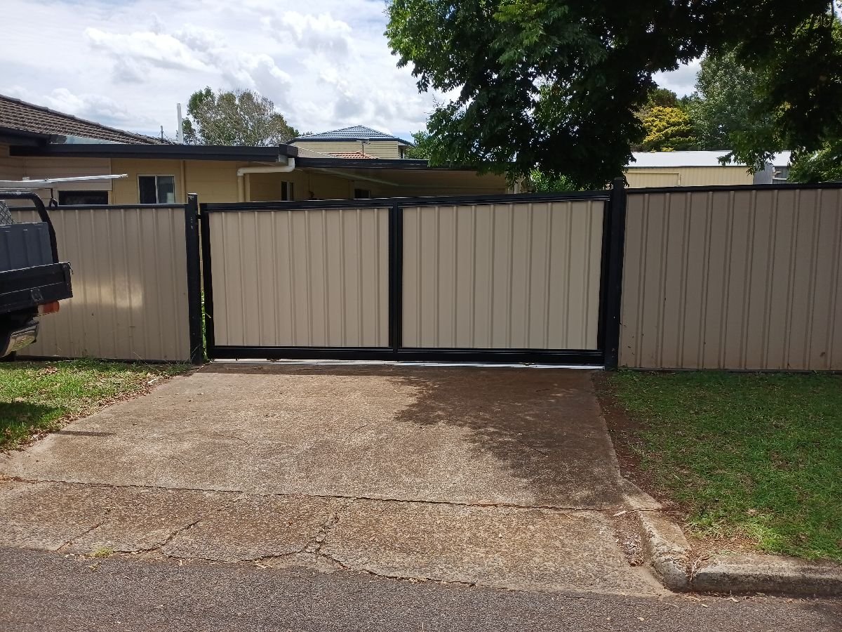 after Mocha Colorbond Steel Sliding Gate – Slide Gate + Motor, Centenary Heights