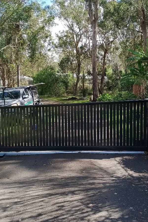 after Monument Powder-coated Aluminium Sliding Gate – Gate + Motor, Highfields