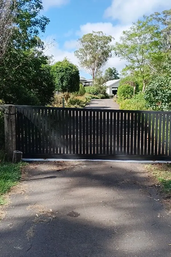 after Monument Powder-coated Aluminium Sliding Gate – Gate + Motor, Highfields