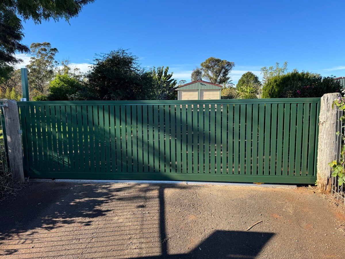after Cottage Green Powder-coated Aluminium Sliding Gate – Gate Motor, Highfields