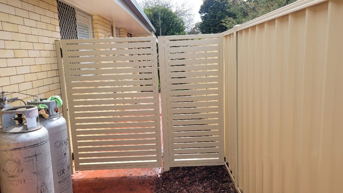 after Cream Powder-coated Aluminium Swing Gate – Gate + Infill, Rangeville