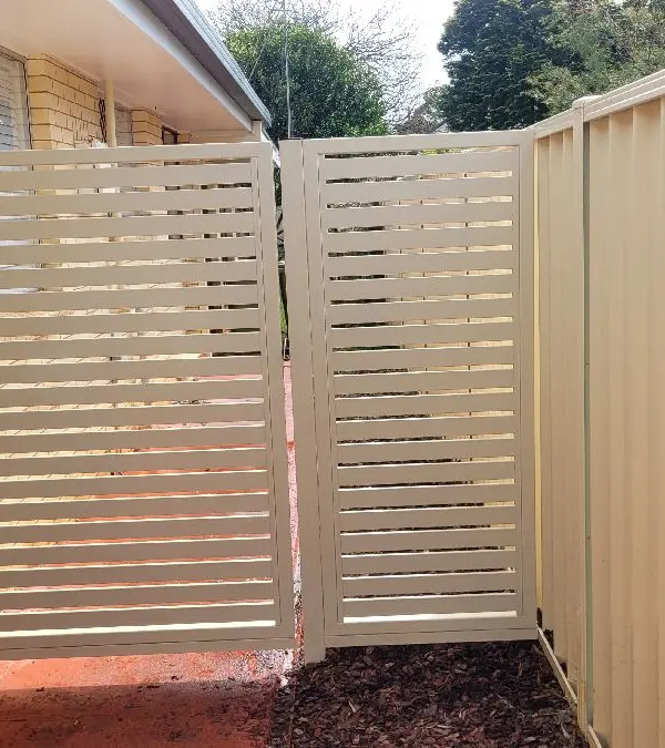 after Cream Powder-coated Aluminium Swing Gate – Gate + Infill, Rangeville