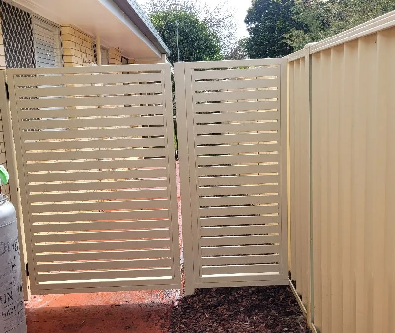 after Cream Powder-coated Aluminium Swing Gate – Gate + Infill, Rangeville