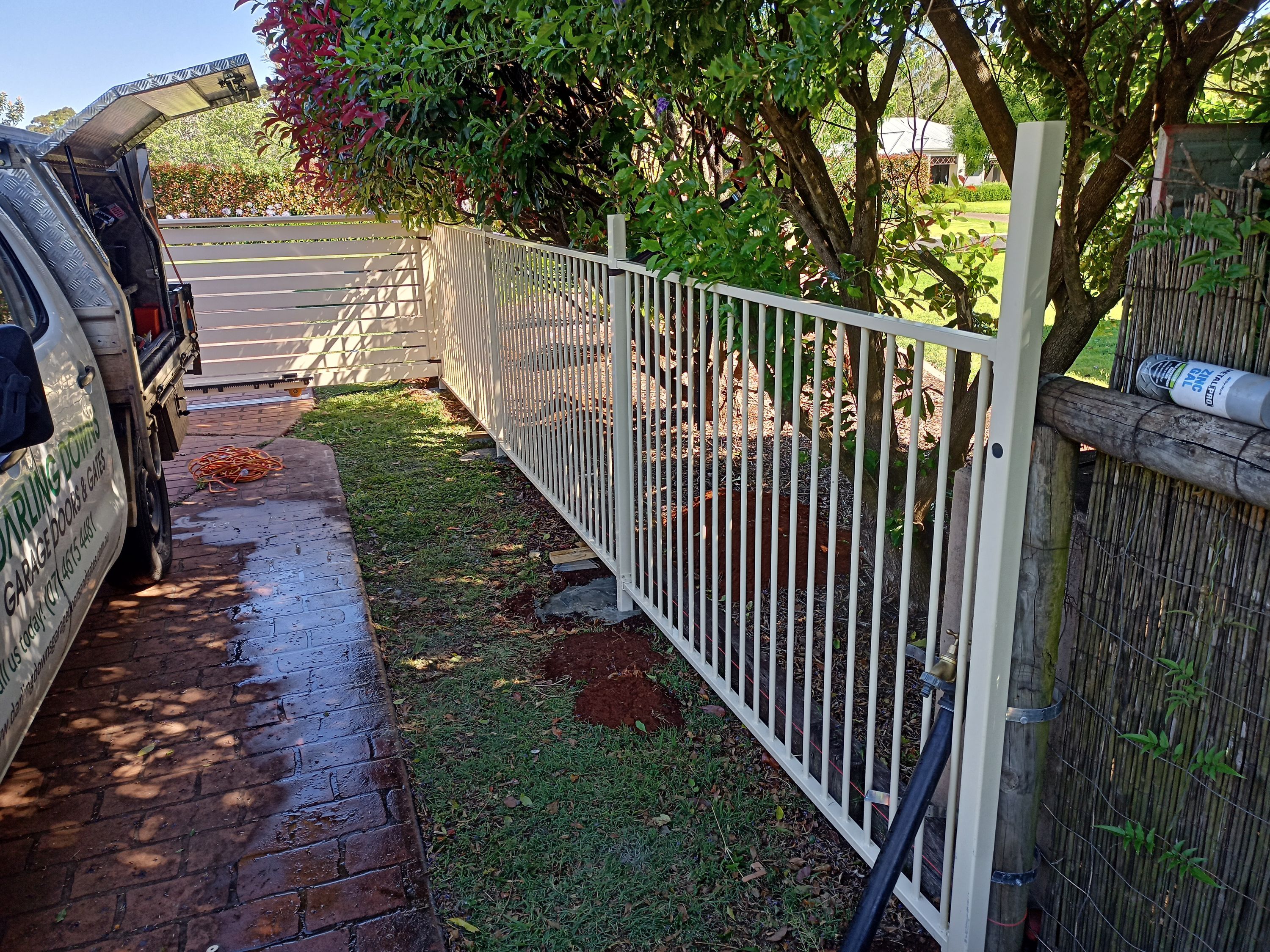 after Classic Cream Powder-coated Aluminium Custom Door – Fence Panels, Highfields