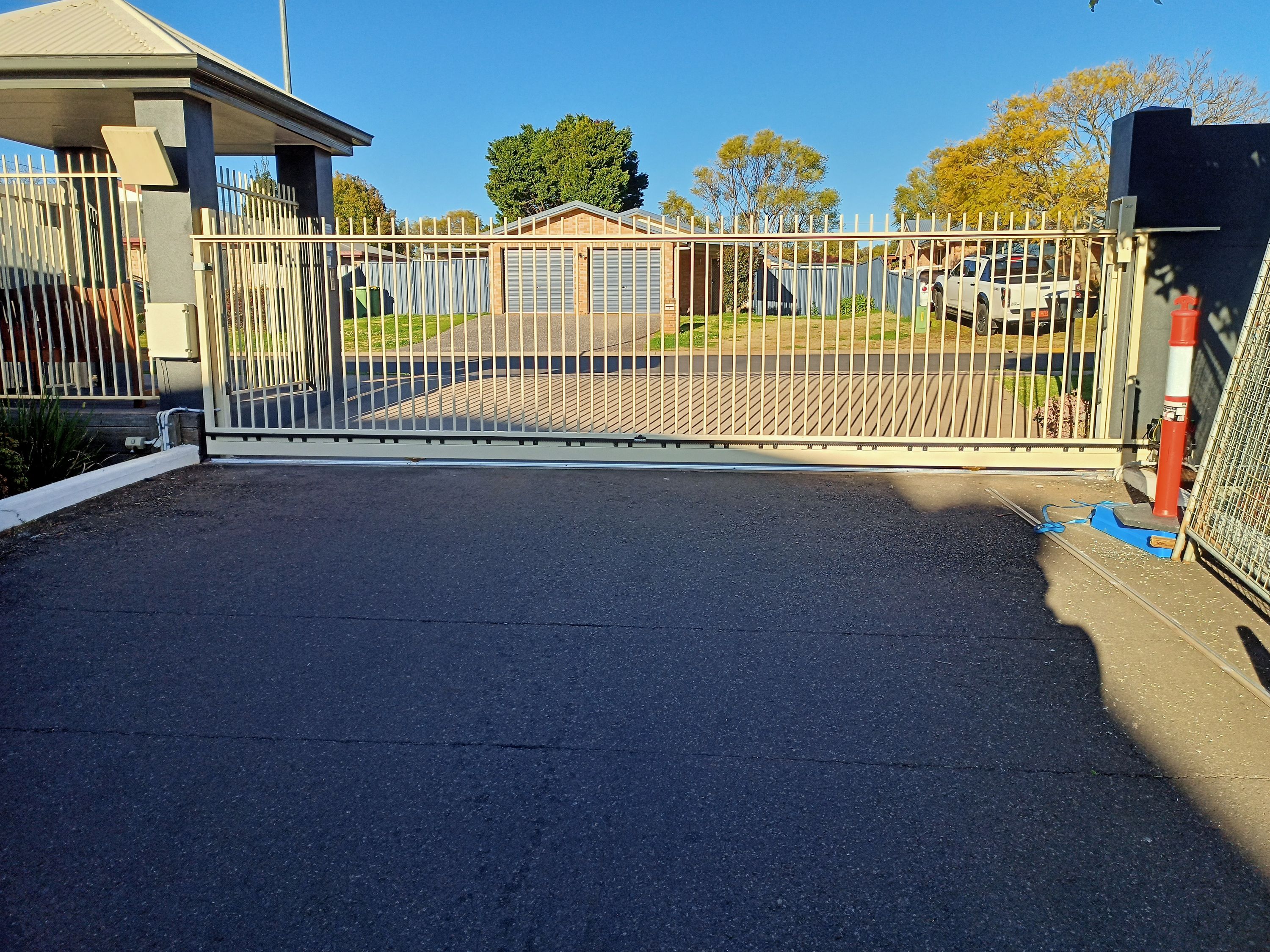 after Cream Powder-coated Aluminium Sliding Gate – GATE REPLACEMENT, Glenvale