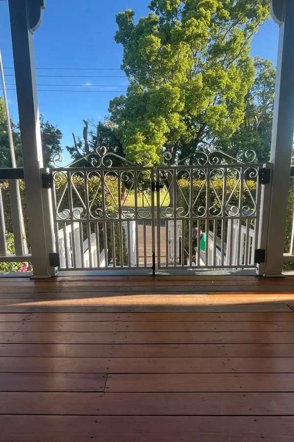 after White Powder-coated Steel Swing Gate – PA Gates, East Toowoomba