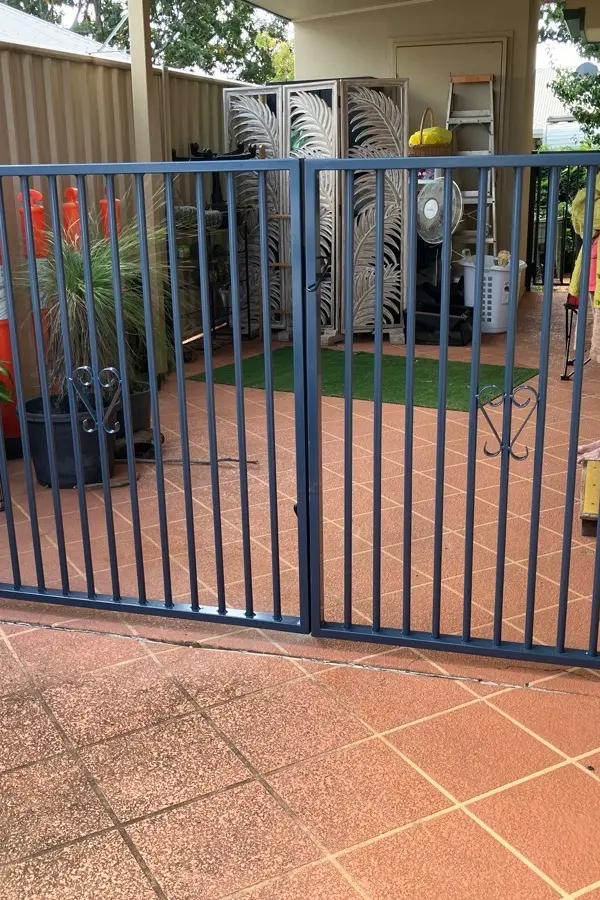 after Dark Blue Powder-coated Steel Swing Gate – Manual Gates, Kearneys Spring
