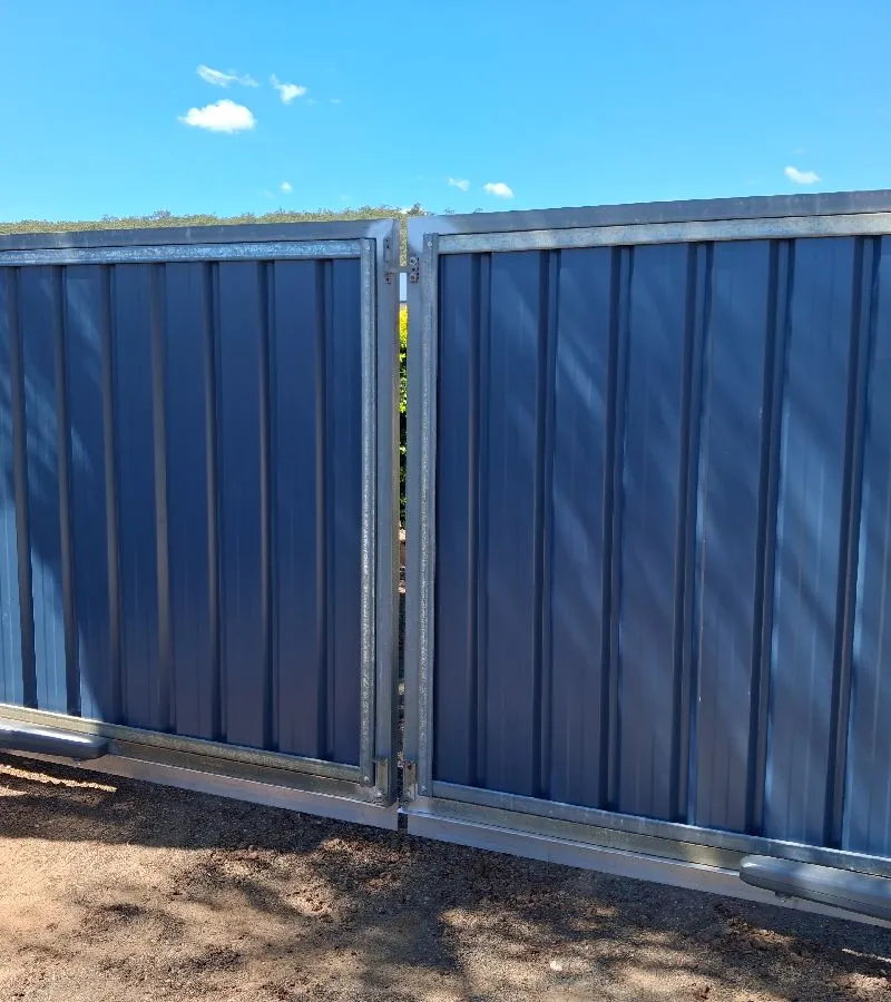 after Dark Blue + Galvanised Colorbond Steel + Galvanised Frame Swing Gate – Fix gate + Auto, Westbrook