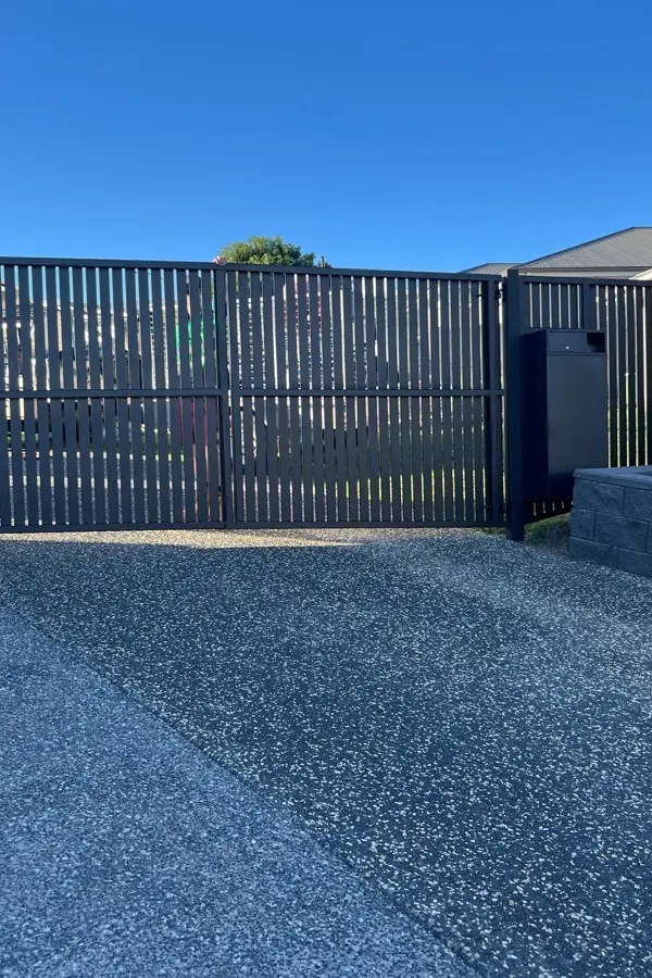after Black Powder-coated Aluminium Swing Gate – Swing Gate + Motor, Glenvale