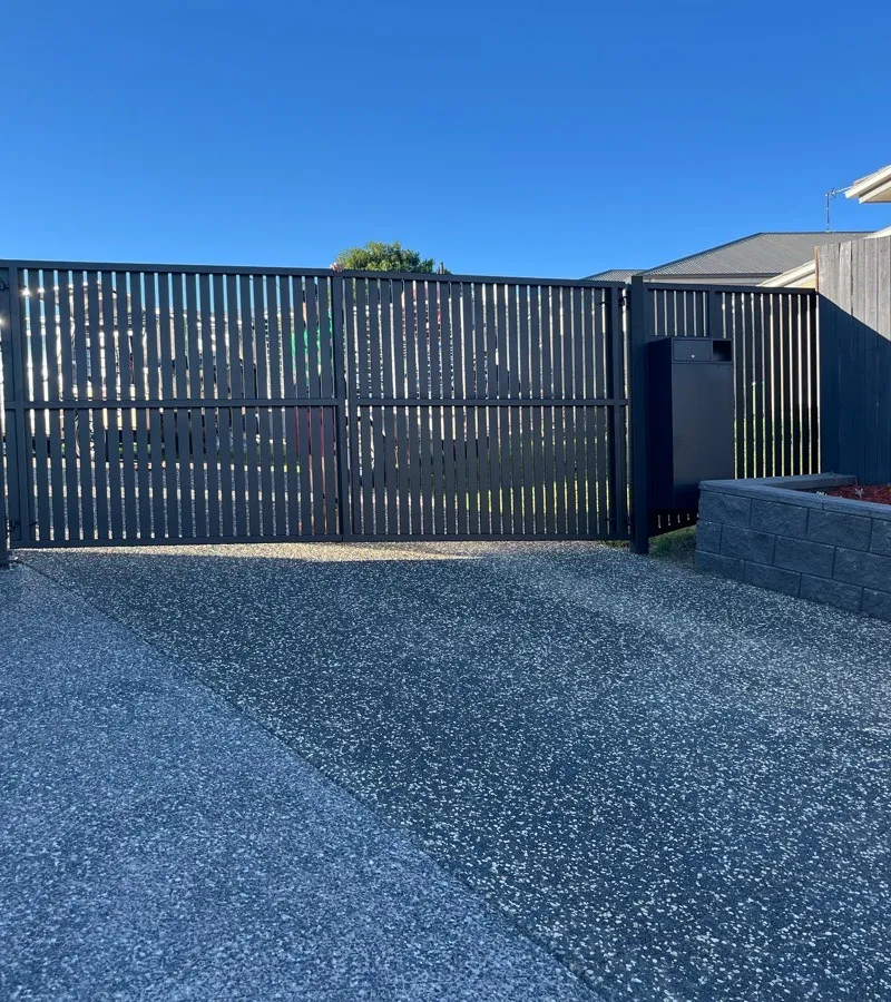 after Black Powder-coated Aluminium Swing Gate – Swing Gate + Motor, Glenvale