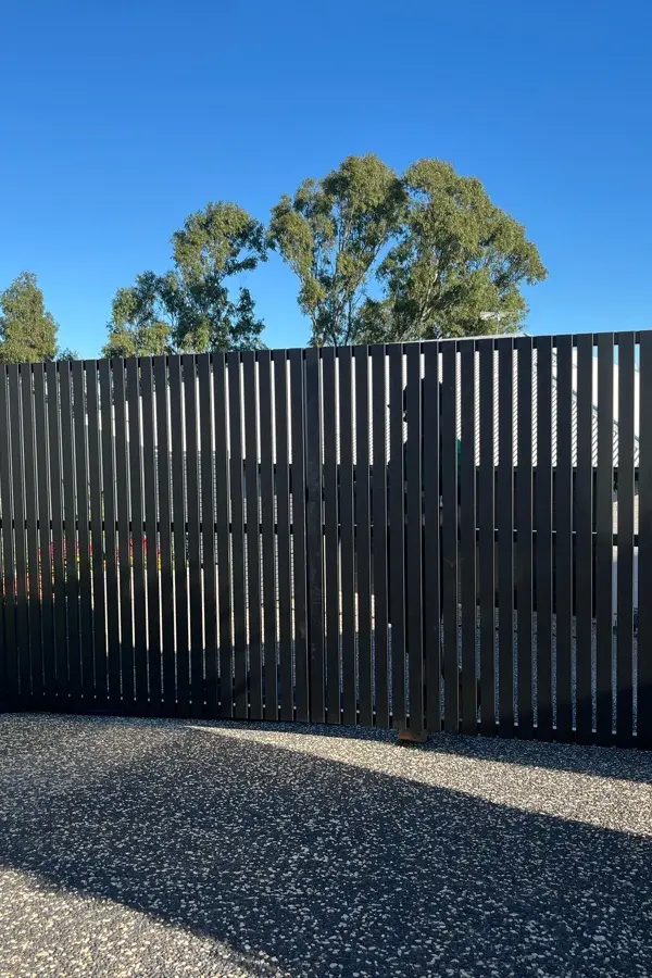 after Black Powder-coated Aluminium Swing Gate – Swing Gate + Motor, Glenvale