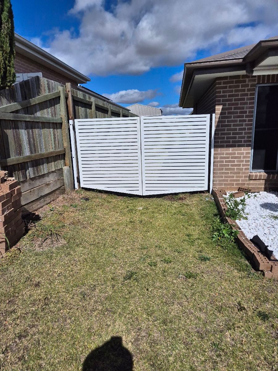 after Pro Texture White Powder-coated Aluminium Swing Gate – Manual Gates, Westbrook