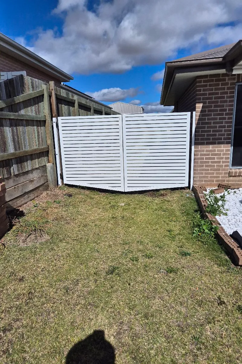 after Pro Texture White Powder-coated Aluminium Swing Gate – Manual Gates, Westbrook