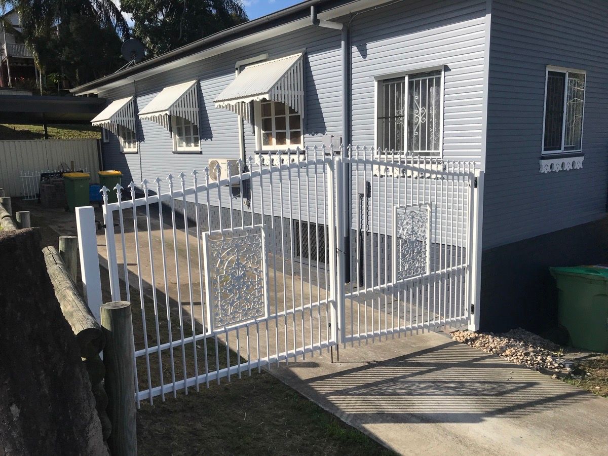 after Satin White Powder-coated Aluminium Swing Gate – Service Job #116352 - Gates, Sadliers Crossing