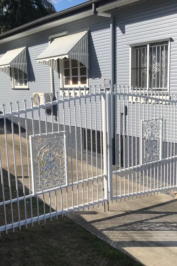 after Satin White Powder-coated Aluminium Swing Gate – Service Job #116352 - Gates, Sadliers Crossing