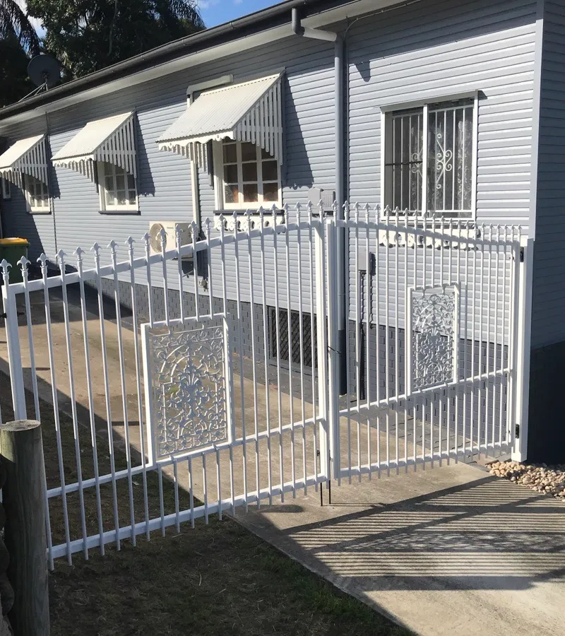 after Satin White Powder-coated Aluminium Swing Gate – Service Job #116352 - Gates, Sadliers Crossing