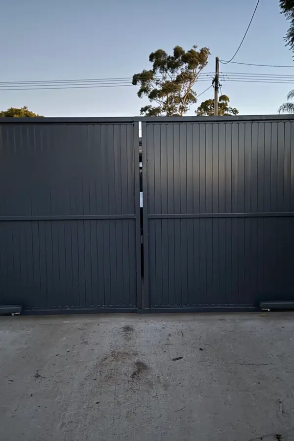 after Mixed Powder-coated Aluminium Swing Gate – 2 x Double Swing + PA Gate, Newtown