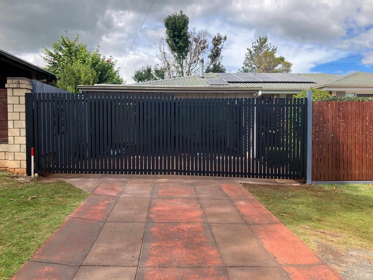 after Black Powder-coated Aluminium Swing Gate – Supply & Install Gate + Motor, Rangeville
