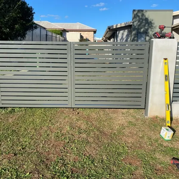 after Woodland Grey Powder-coated Aluminium Swing Gate – Slate Swing Gate DBL, Glenvale