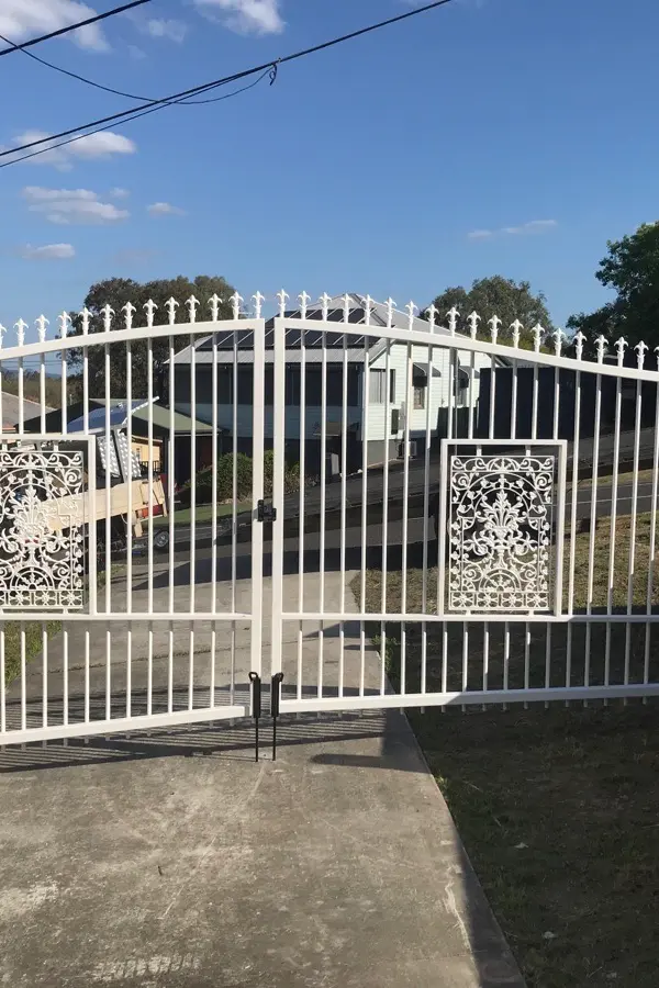 after Satin White Powder-coated Aluminium Swing Gate – Service Job #116352 - Gates, Sadliers Crossing