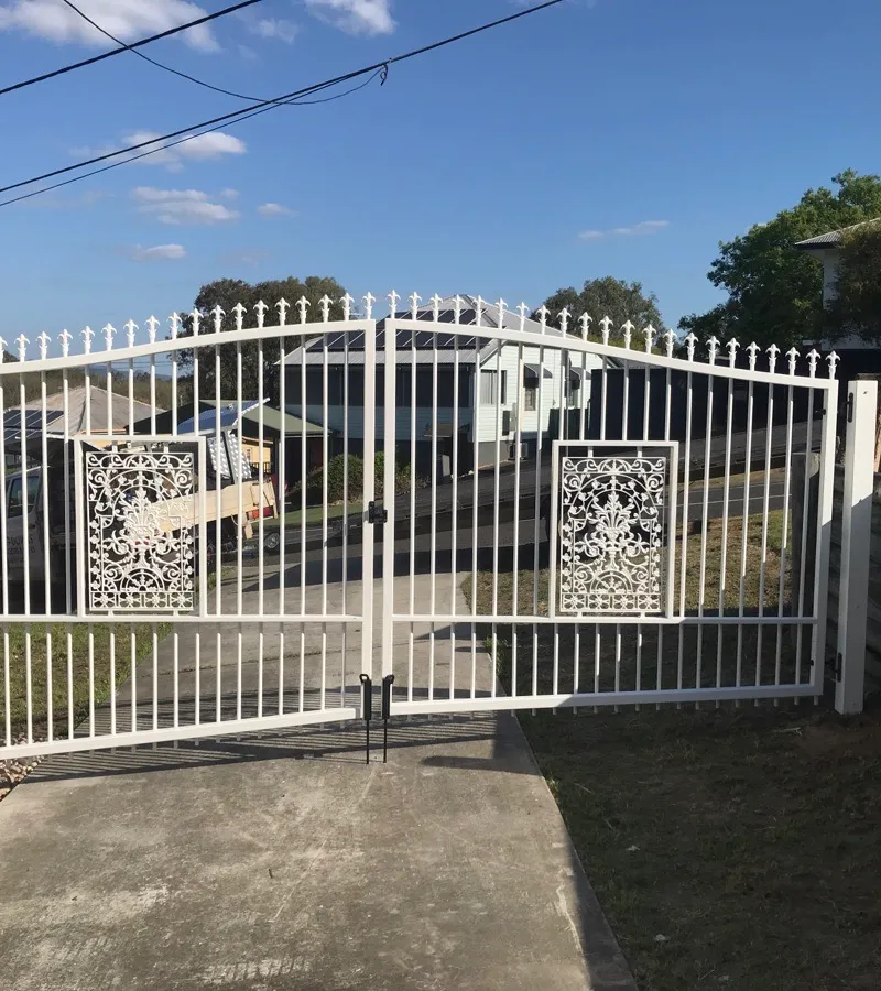 after Satin White Powder-coated Aluminium Swing Gate – Service Job #116352 - Gates, Sadliers Crossing