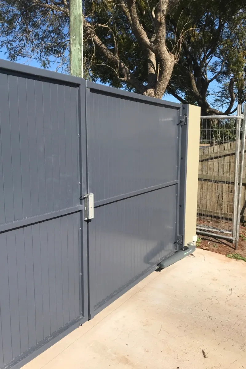 after Mixed Powder-coated Aluminium Swing Gate – 2 x Double Swing + PA Gate, Newtown