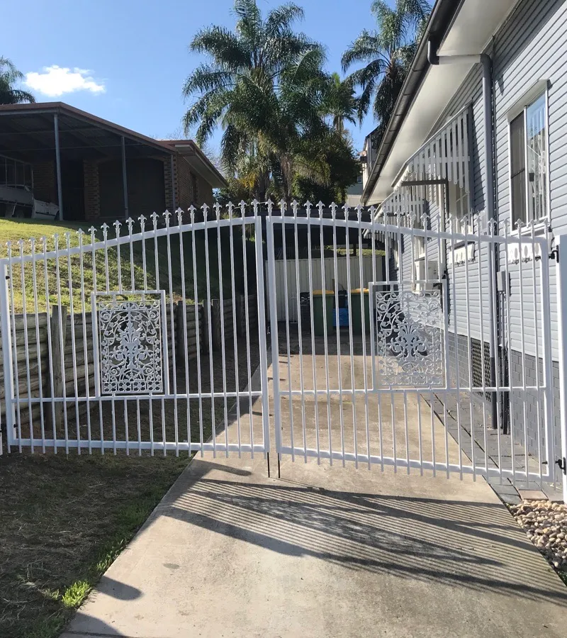after Satin White Powder-coated Aluminium Swing Gate – Service Job #116352 - Gates, Sadliers Crossing