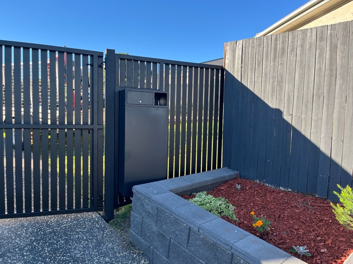 after Black Powder-coated Aluminium Swing Gate – Swing Gate + Motor, Glenvale