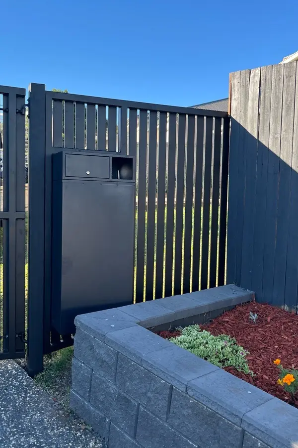 after Black Powder-coated Aluminium Swing Gate – Swing Gate + Motor, Glenvale